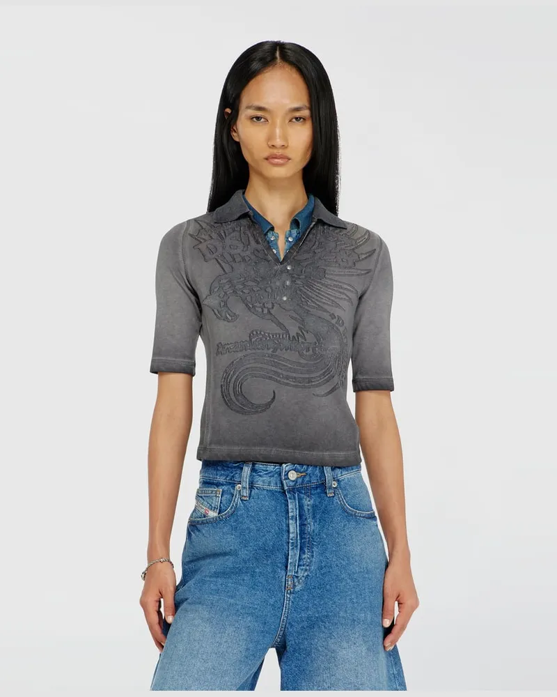Diesel Slim-Poloshirt mit dévoré-Print - Polohemden - Damen - Grau Grau