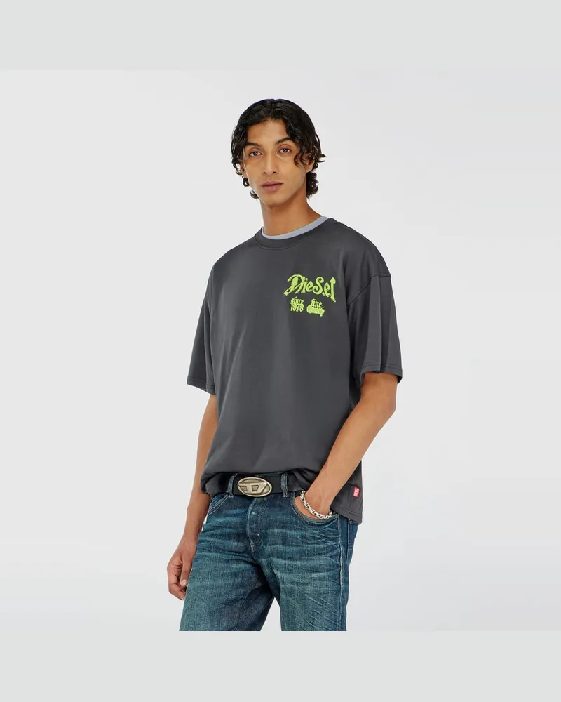 Diesel Baumwoll-T-Shirt mit Flock-Print - T-Shirts - Herren - Grau Grau