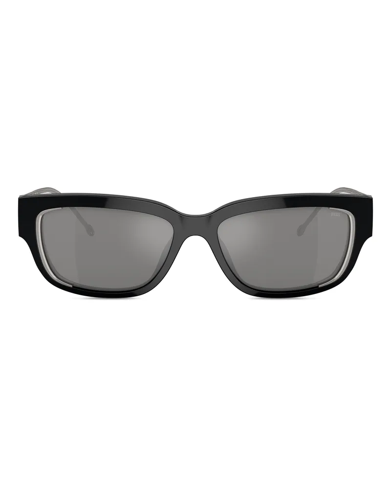 Diesel Rechteckiges Modell Brille - Sonnenbrille - Unisex - Schwarz Schwarz