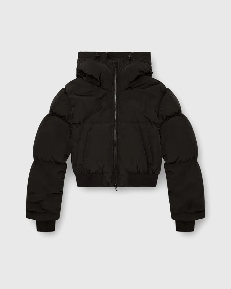 Diesel Daunenjacke mit Kapuze aus Nylon in Knitter-Optik - Winterjacken - Damen - Schwarz Schwarz
