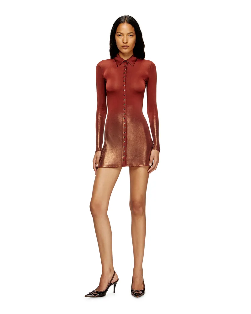 Diesel Mini-Kleid im Polostil mit Knopfleiste vorne - Kleider - Damen - Braun Braun