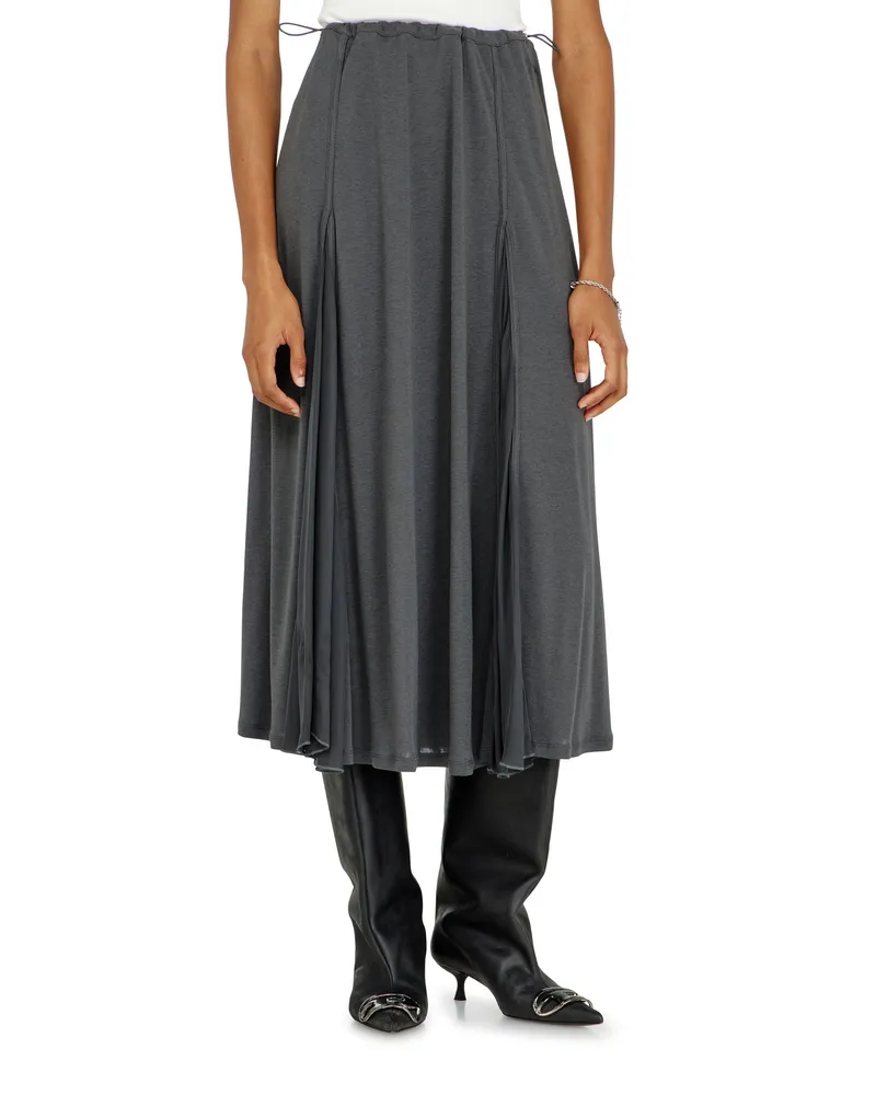 Diesel Midirock aus Rippjersey und Chiffon - Röcke - Damen - Grau Grau