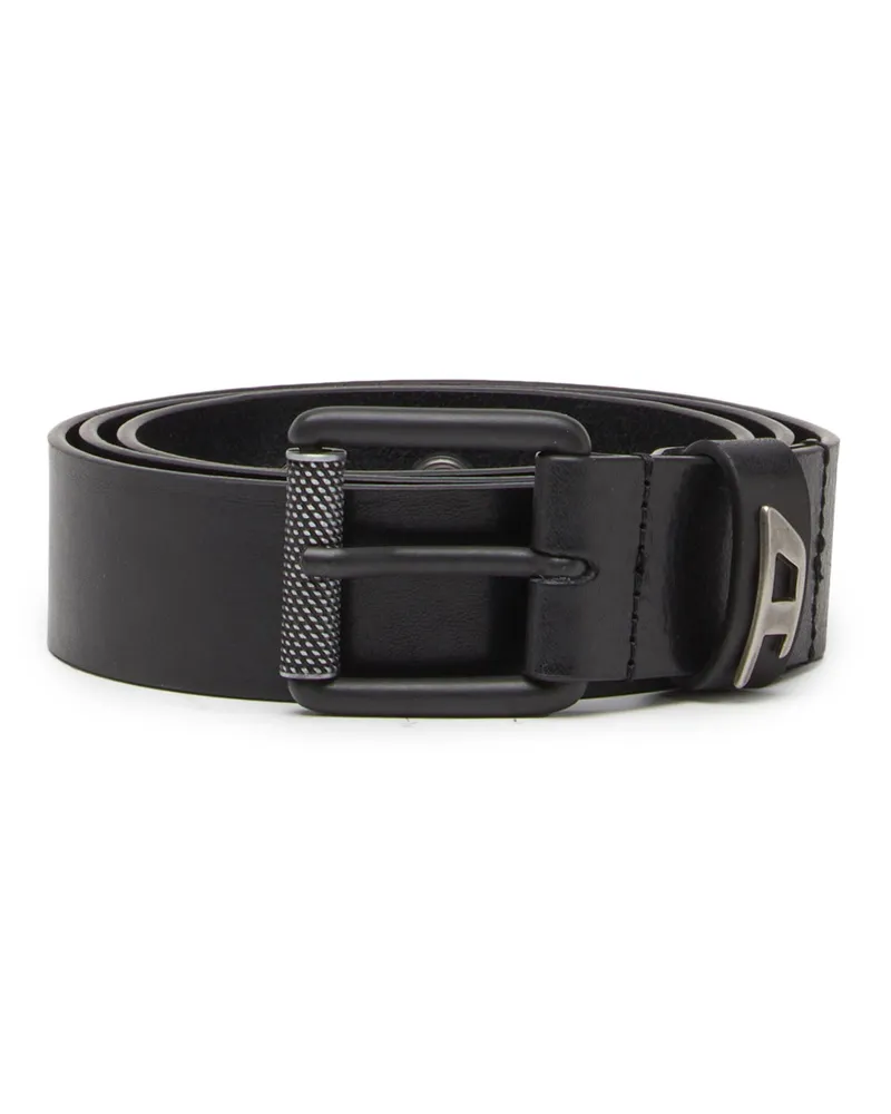Diesel 3.5cm Gürtel aus glänzendem Leder mit Logo-Schlaufe - Gürtel - Herren - Schwarz Schwarz