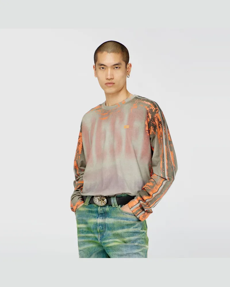 Diesel Langarmshirt aus Cracked Jersey - T-Shirts - Herren - Bunt Bunt