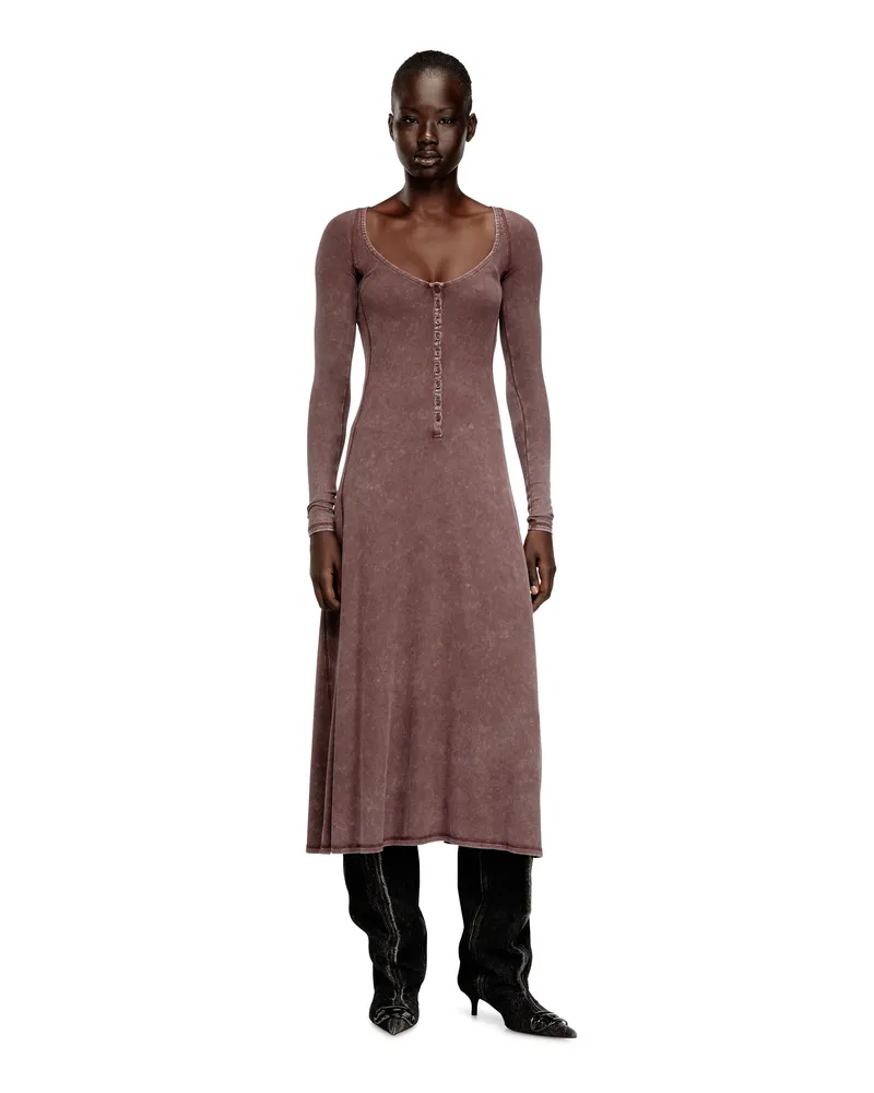 Diesel Midikleid aus verblasstem Rippstrick-Jersey - Kleider - Damen - Rosa Rosa