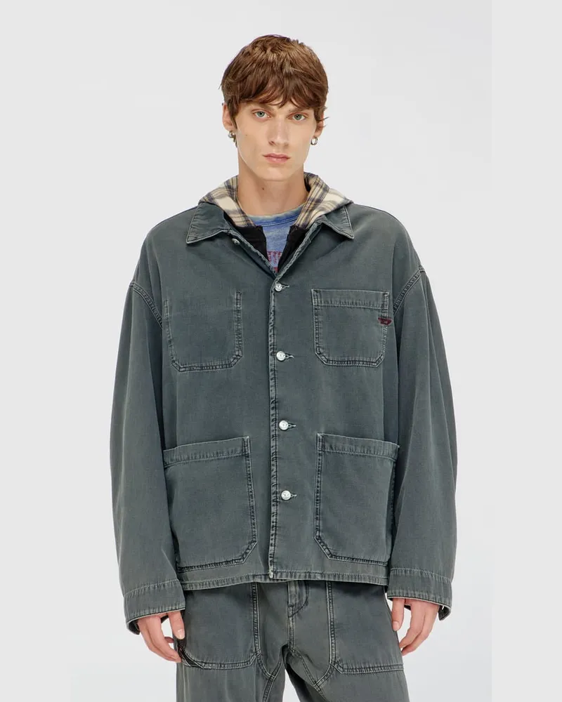 Diesel Utility-Jacke aus farbigem denim - Denim jacken - Unisex - Grau Grau