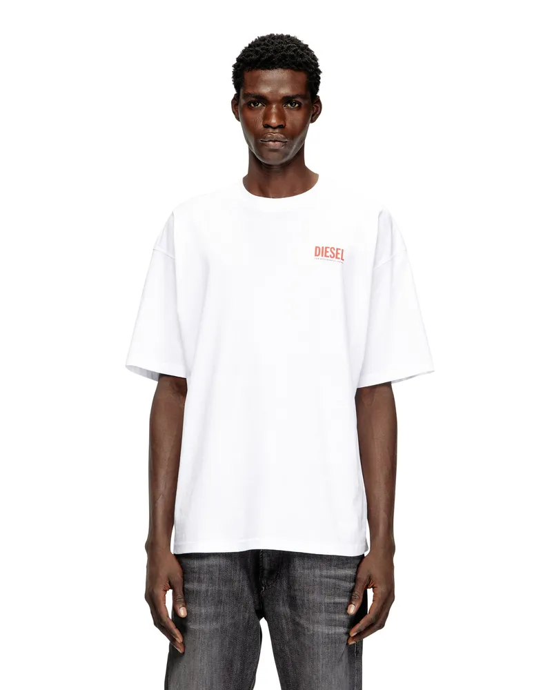 Diesel Baumwoll-T-Shirt mit Diesel-Biscotto-Print - T-Shirts - Herren - Weiss Weiss