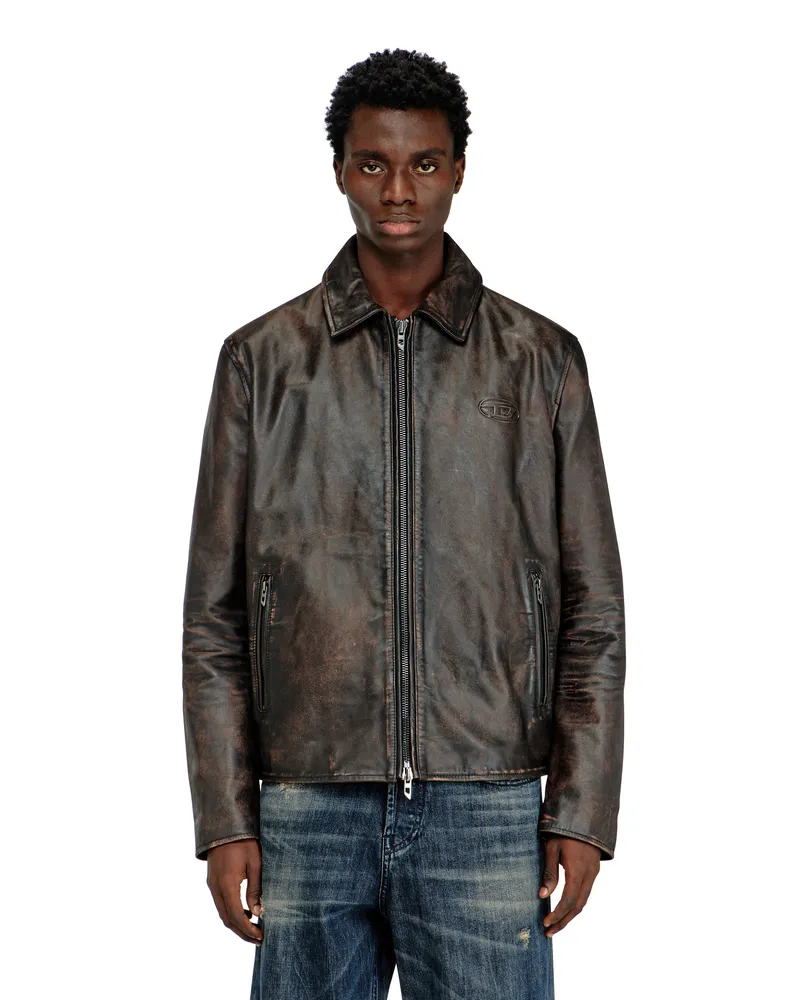 Diesel Coachjacke aus behandeltem Leder - Lederjacken - Herren - Braun Braun