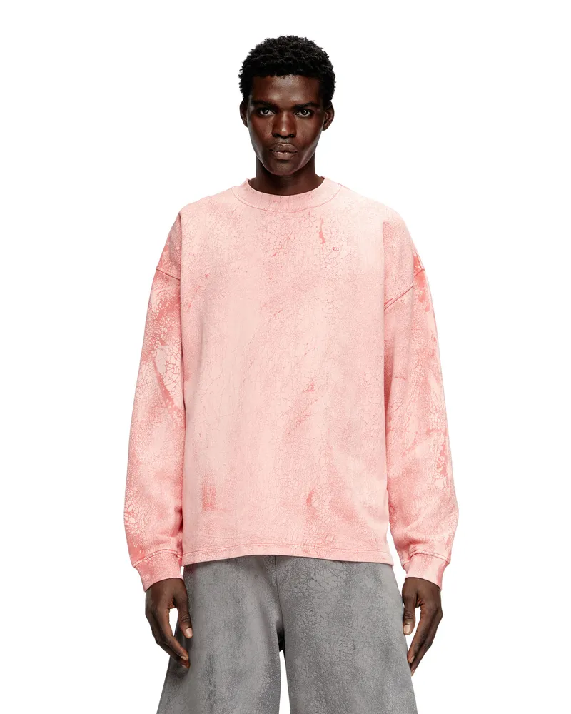 Diesel Gerissenes Sweatshirt mit Mikro-Logo - Sweatshirts - Herren - Rosa Rosa