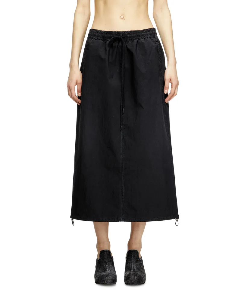 Diesel Midi-Rock aus technischem JoggJeans - Röcke - Damen - Schwarz Schwarz