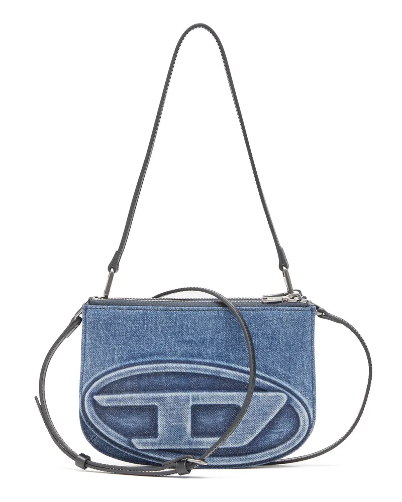 Diesel 1DR Twin-Schultertasche mit zwei Fächern aus solarisiertem Denim - Schultertaschen - Damen - Blau Blau