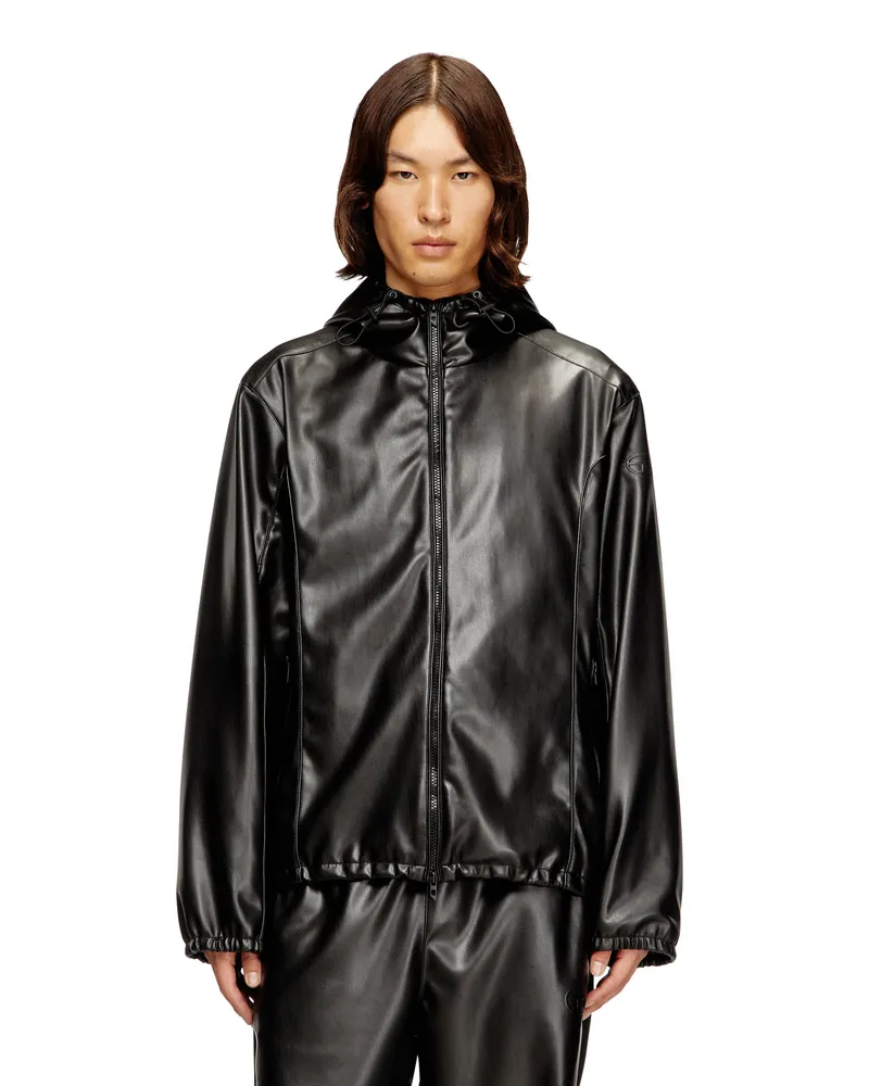 Diesel Windjacke mit Kapuze aus beschichtetem Stoff - Jacken - Herren - Schwarz Schwarz
