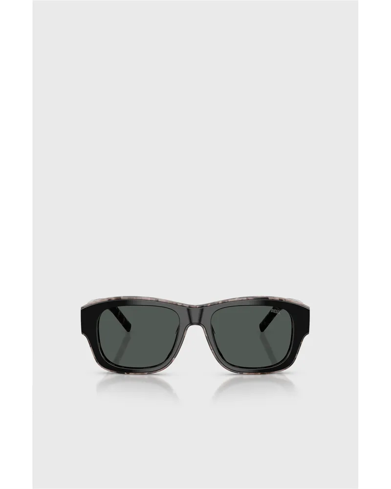 Diesel Rechteckige Sonnenbrille - Sonnenbrille - Unisex - Schwarz Schwarz