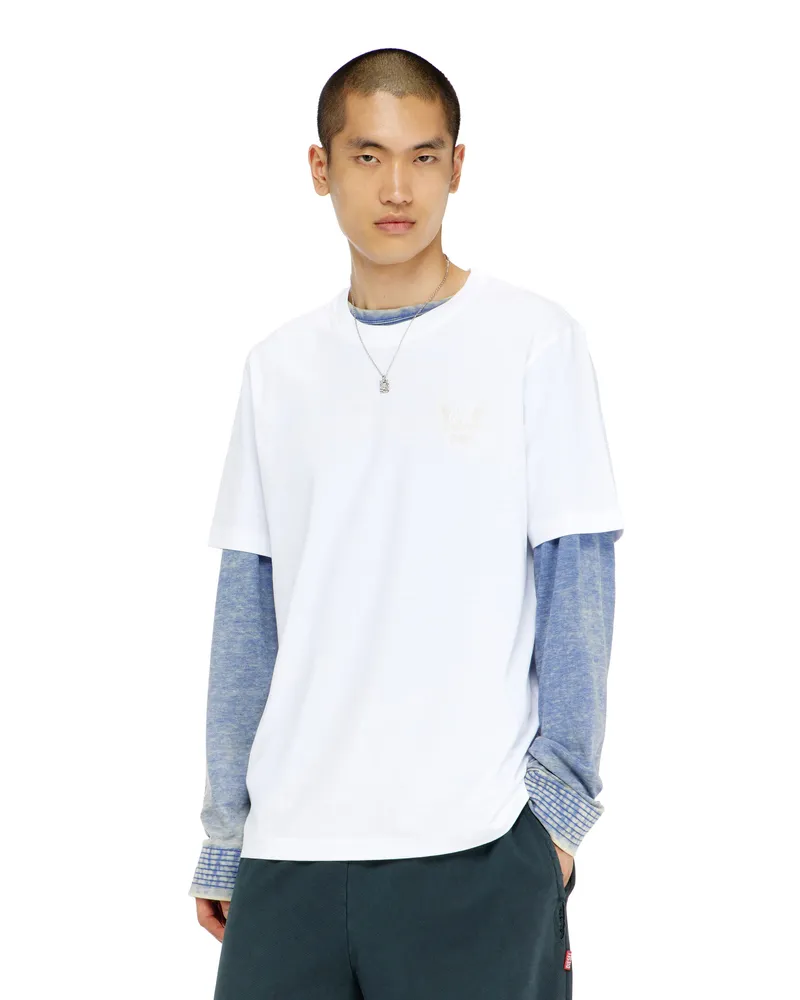 Diesel Baumwoll-T-Shirt mit Logo-Motiv auf der Brust - T-Shirts - Herren - Weiss Weiss