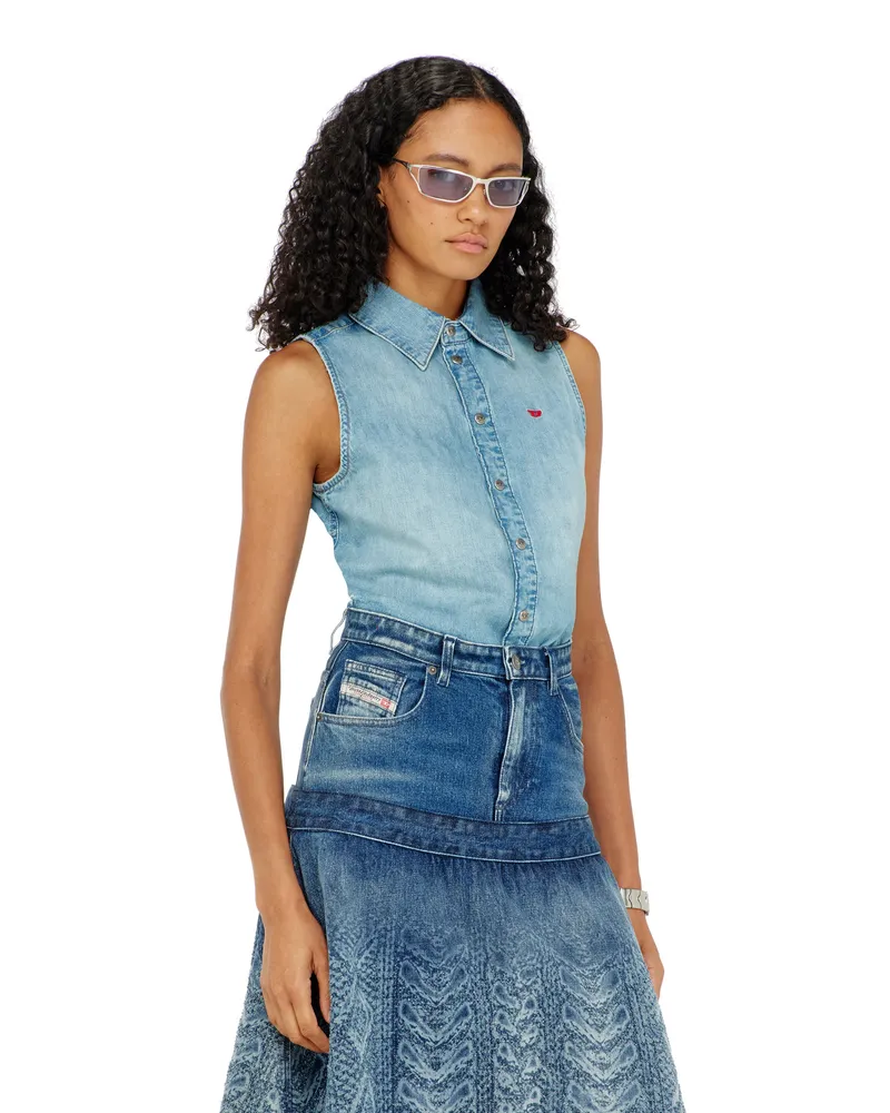 Diesel Ärmelloses Jeanshemd - Denimhemden - Damen - Blau Blau
