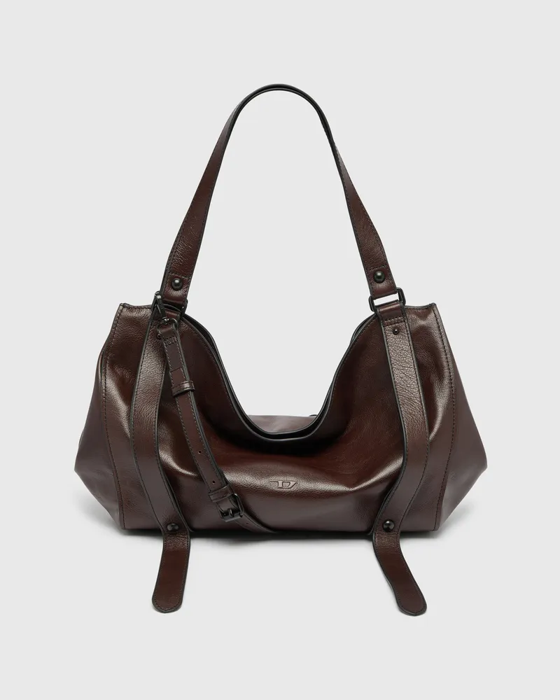 Diesel D-One - Mittelgroße Henkeltasche aus Leder - Handtaschen - Unisex - Braun Braun