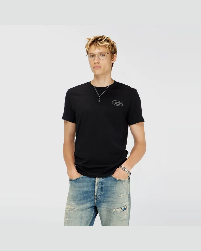 Diesel T-Shirt aus Baumwolle mit Oval D Logo - T-Shirts - Herren - Schwarz Schwarz