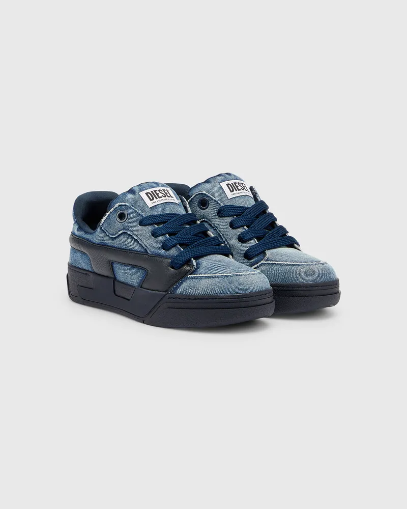 Diesel S-D-Ollie - Sneakers aus gewaschenem, ausgefranstem Denim - Sneakers - Herren - Blau Blau