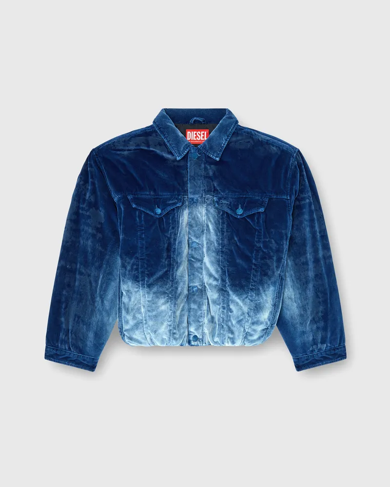 Diesel Elastische Truckerjacke aus Samt-Denim - Denim jacken - Herren - Blau Blau