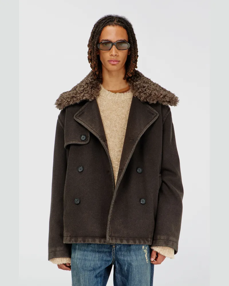 Diesel Wollmischung-Caban mit abnehmbarem Kragen - Winterjacken - Herren - Braun Braun
