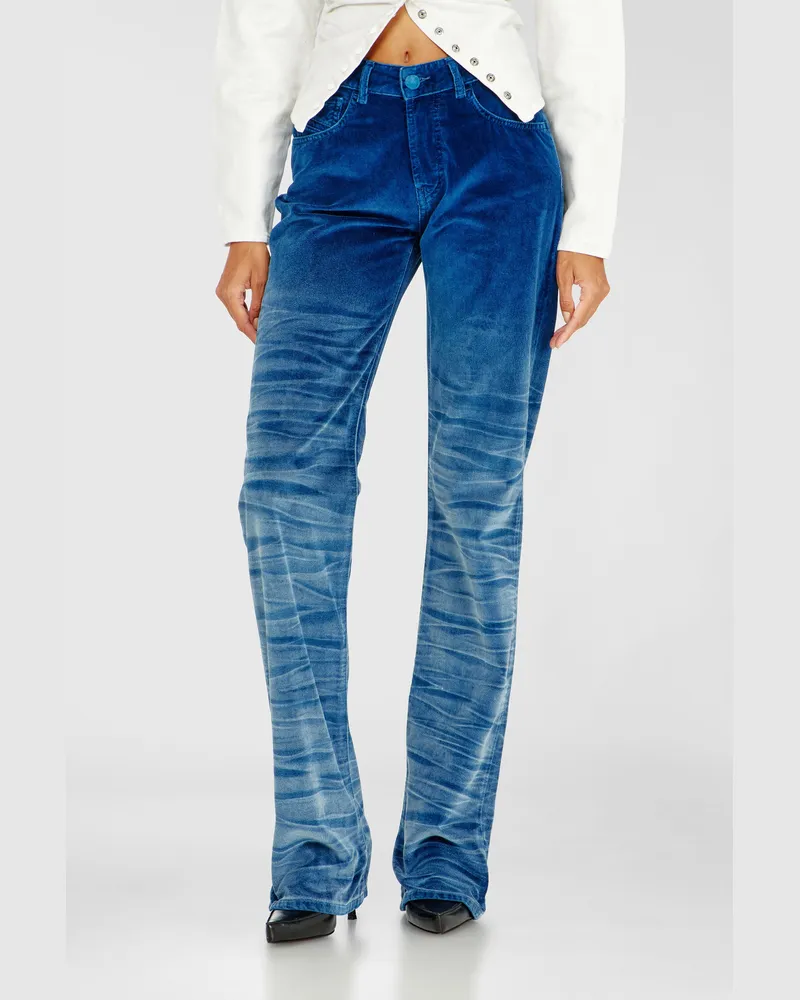 Diesel Regular Jeans Regular Waist D-Lie, Dunkelblau, Knopfverschluss Blau