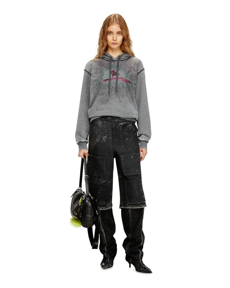 Diesel Kapuzenpullover mit digitalem Grafikdruck und Strassverzierungen - Sweatshirts - Damen - Grau Grau