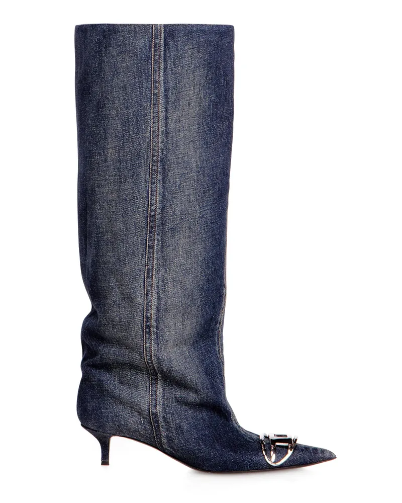 Diesel D-Venus-Slouchy kniehoher Stiefel in Denim - Stiefel - Damen - Blau Blau