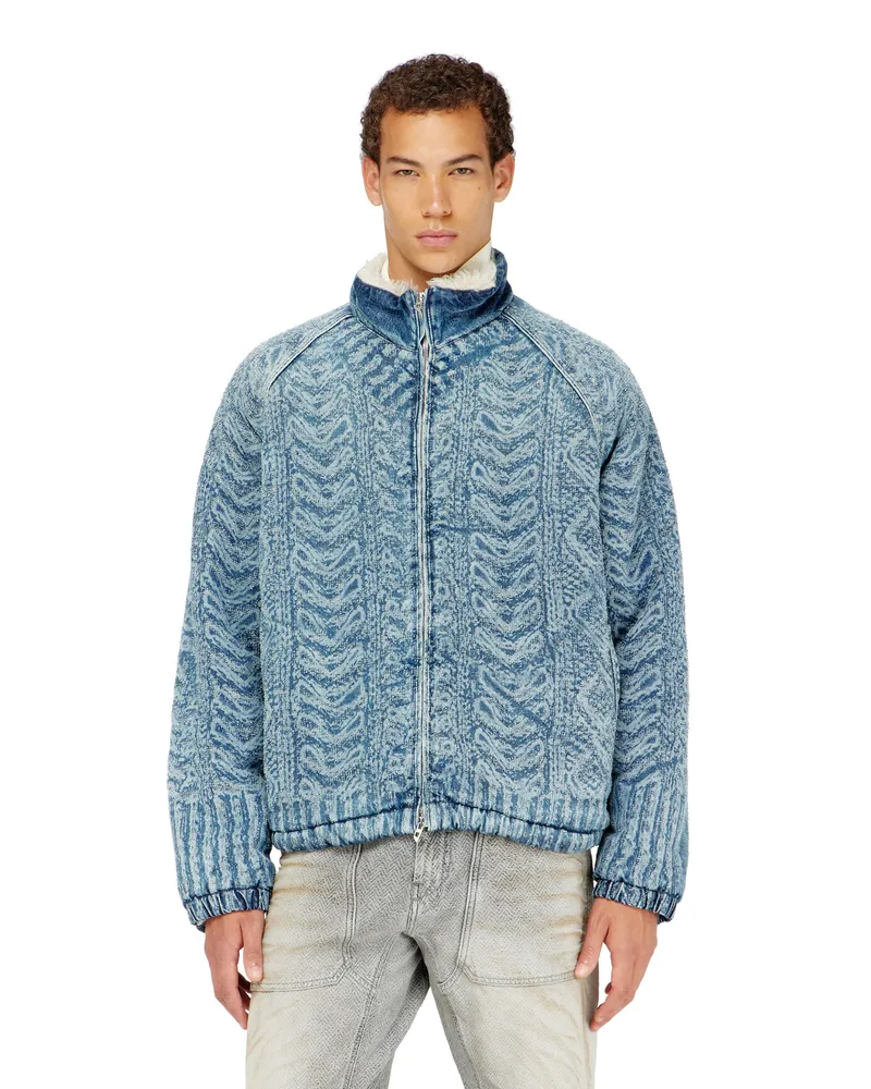 Diesel Jacke aus Denim mit Zopfmuster-Effekt - Denim jacken - Herren - Blau Blau