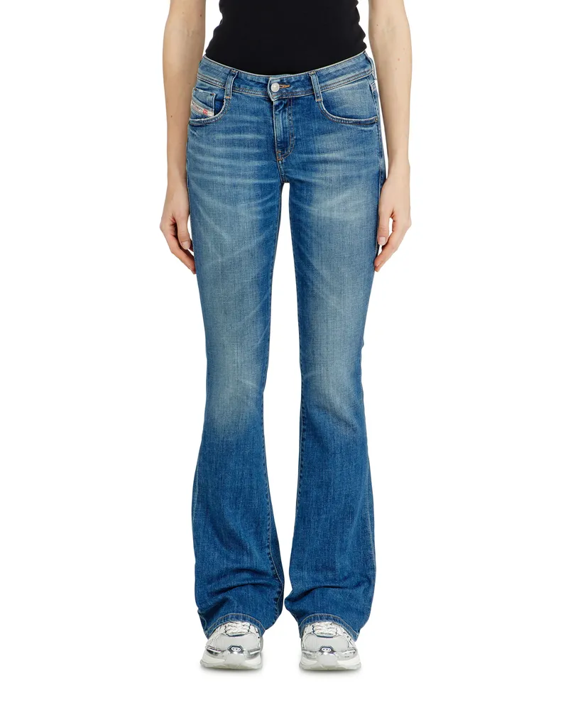 Diesel Bootcut Jeans Low Waist 1969 D-Ebbey, Mittelblau, Reißverschluss Blau