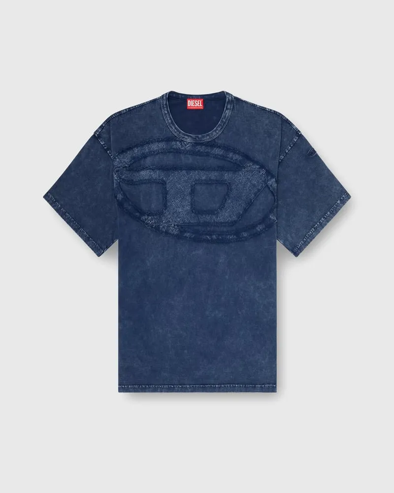 Diesel Lockeres Baumwoll-T-Shirt mit Oval-D-Applikation - T-Shirts - Herren - Blau Blau