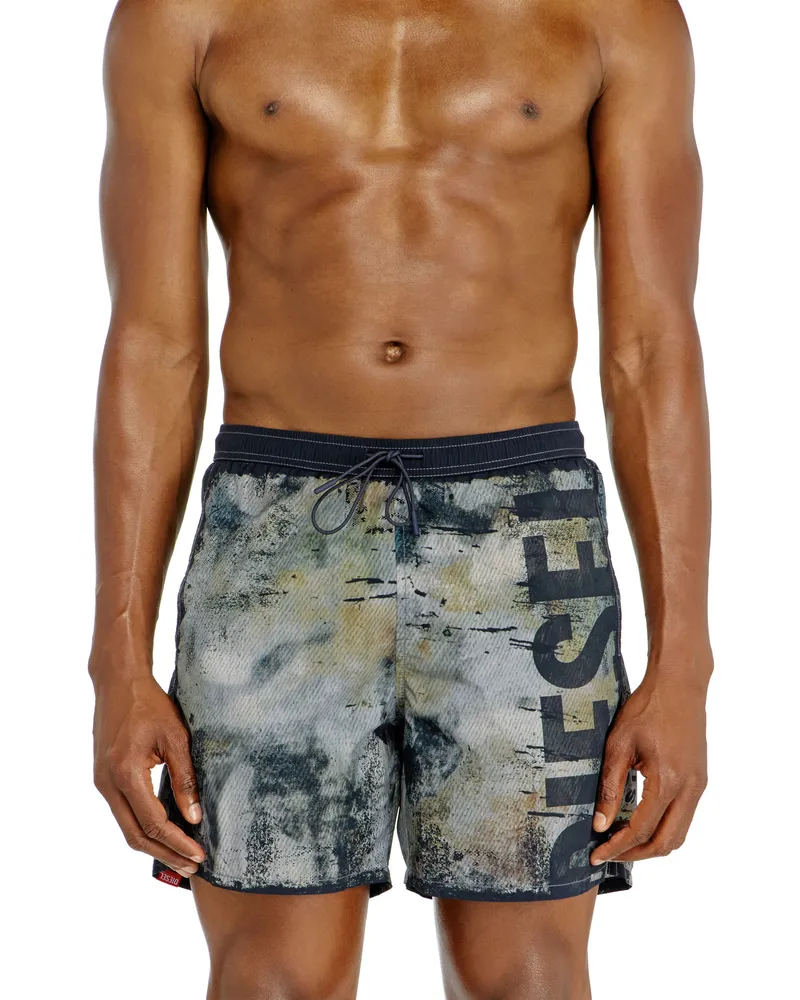 Diesel Badeshorts mit Distressed-Print und Maxi-Logo - Badeshorts - Herren - Bunt Bunt