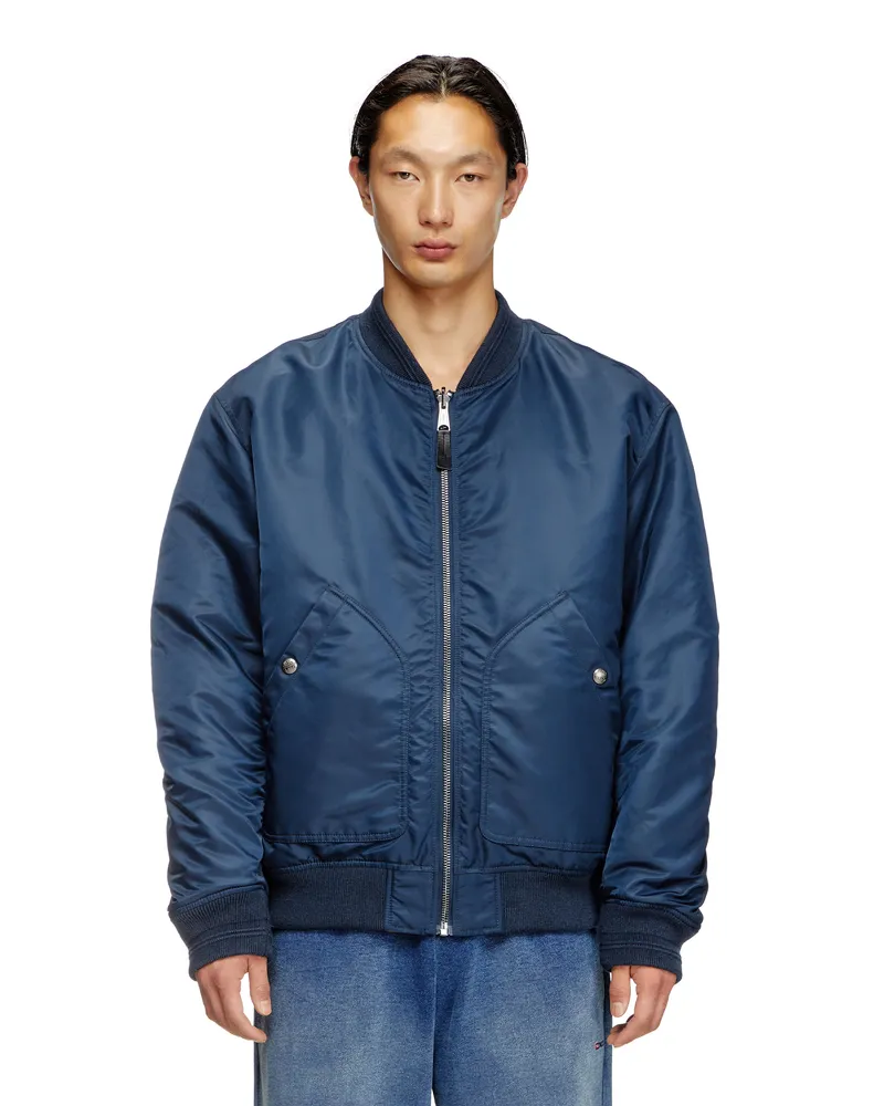 Diesel Bomberjacke aus gefüttertem Nylon mit Oval D - Jacken - Herren - Blau Blau