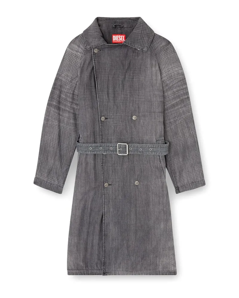 Diesel Trenchcoat aus gemustertem Denim - Denim jacken - Unisex - Grau Grau