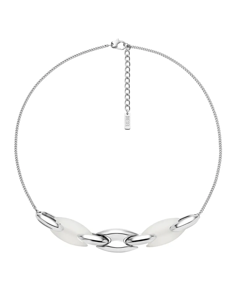 Diesel Metamorph-Halskette aus Edelstahl und Silikon - Halsketten - Unisex - Silber Silber