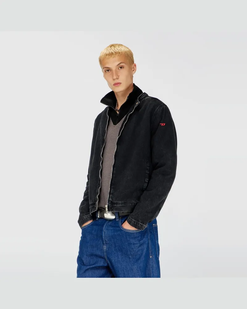 Diesel Bikerjacke aus sauber gewaschenem Denim - Denim jacken - Herren - Schwarz Schwarz
