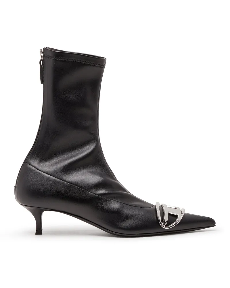 Diesel D-Venus-Sock-Boots mit Oval D-Plakette - Stiefeletten - Damen - Schwarz Schwarz