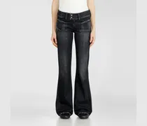 Bootcut Jeans Low Waist D-Hush, Schwarz/Dunkelgrau, Reißverschluss