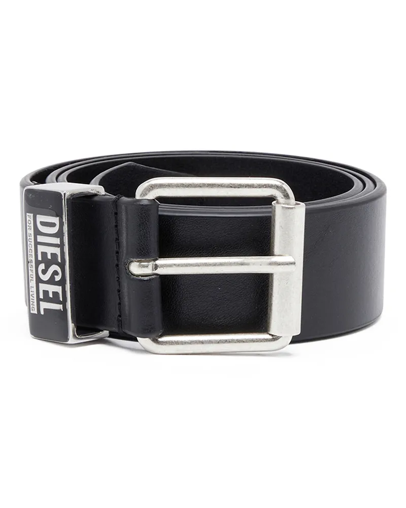 Diesel 3.9cm Gürtel aus Leder mit emaillierter Logo-Schlaufe - Gürtel - Herren - Schwarz Schwarz