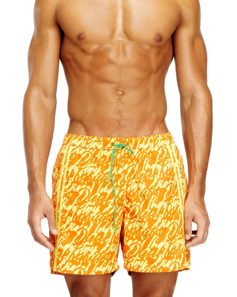 Diesel Badeshorts mit Allover-Logoprint - Badeshorts - Herren - Gelb Gelb