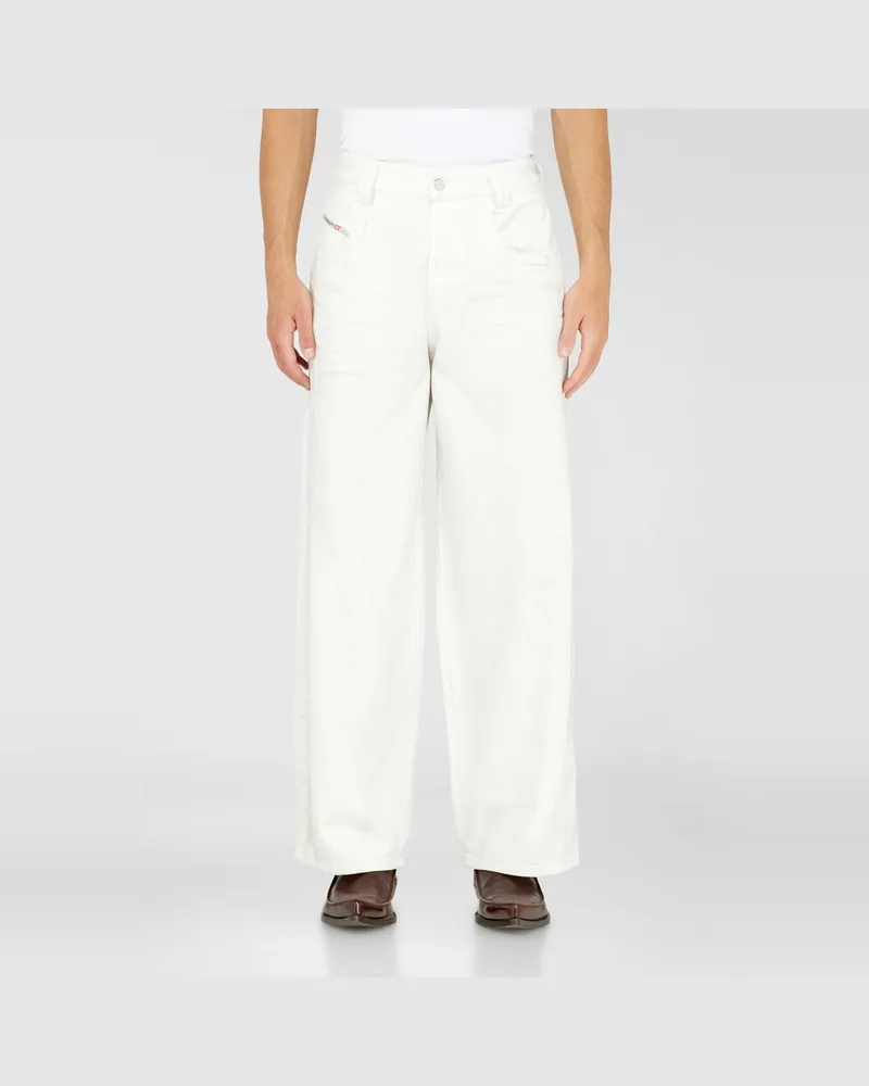 Diesel Relaxed Jeans High Waist 1982 D-Hakou, Weiß, Knopfverschluss Weiss