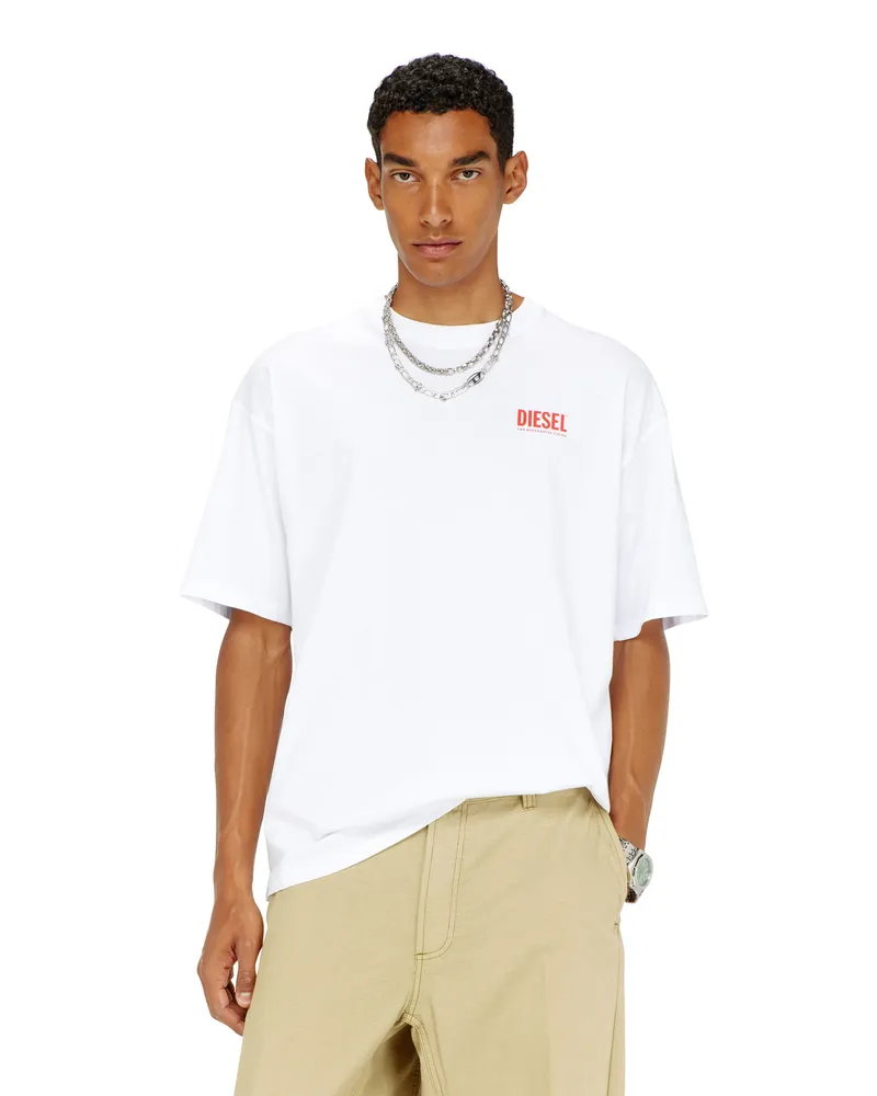 Diesel Baumwoll-T-Shirt mit Diesel-Biscotto-Print - T-Shirts - Herren - Weiss Weiss