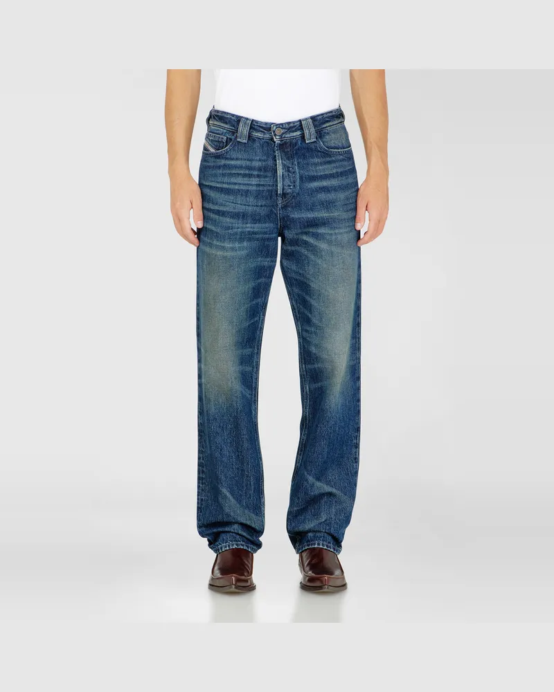 Diesel Regular Jeans High Waist 1991 D-Voeed, Dunkelblau, Knopfverschluss Blau