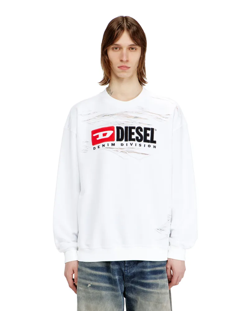 Diesel Sweatshirt mit Devoré-Schwebefäden - Sweatshirts - Herren - Weiss Weiss