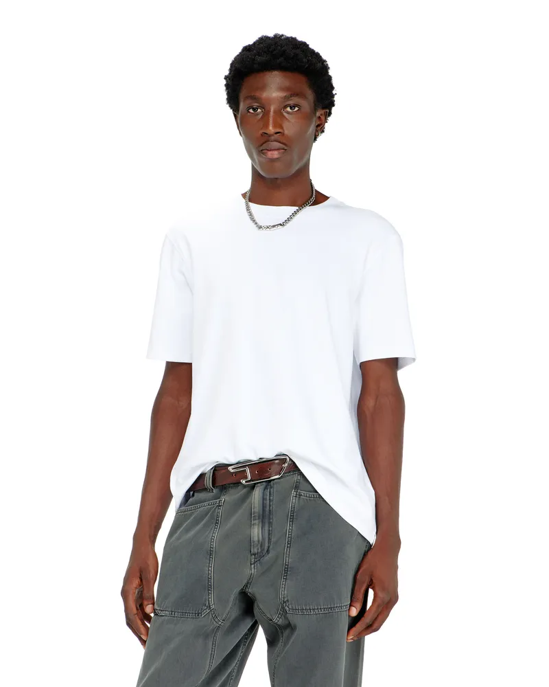 Diesel T-Shirt aus Baumwoll-Interlock mit Logo-Stickerei - T-Shirts - Herren - Weiss Weiss