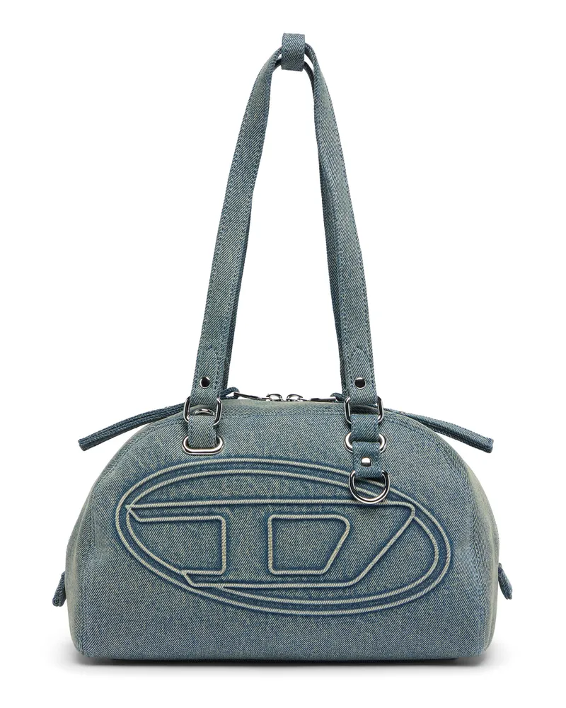 Diesel 1DR Dome-Schultertasche aus Denim mit Oval D Logo - Schultertaschen - Unisex - Blau Blau