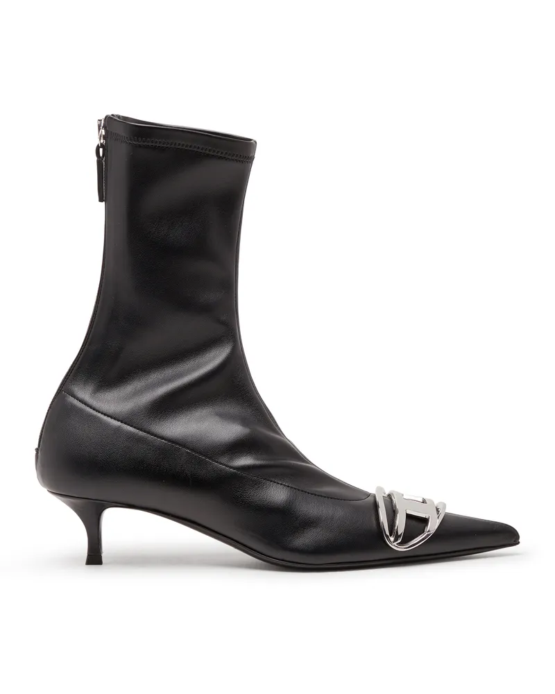 Diesel D-Venus-Sock-Boots mit Oval D-Plakette - Stiefeletten - Damen - Schwarz Schwarz