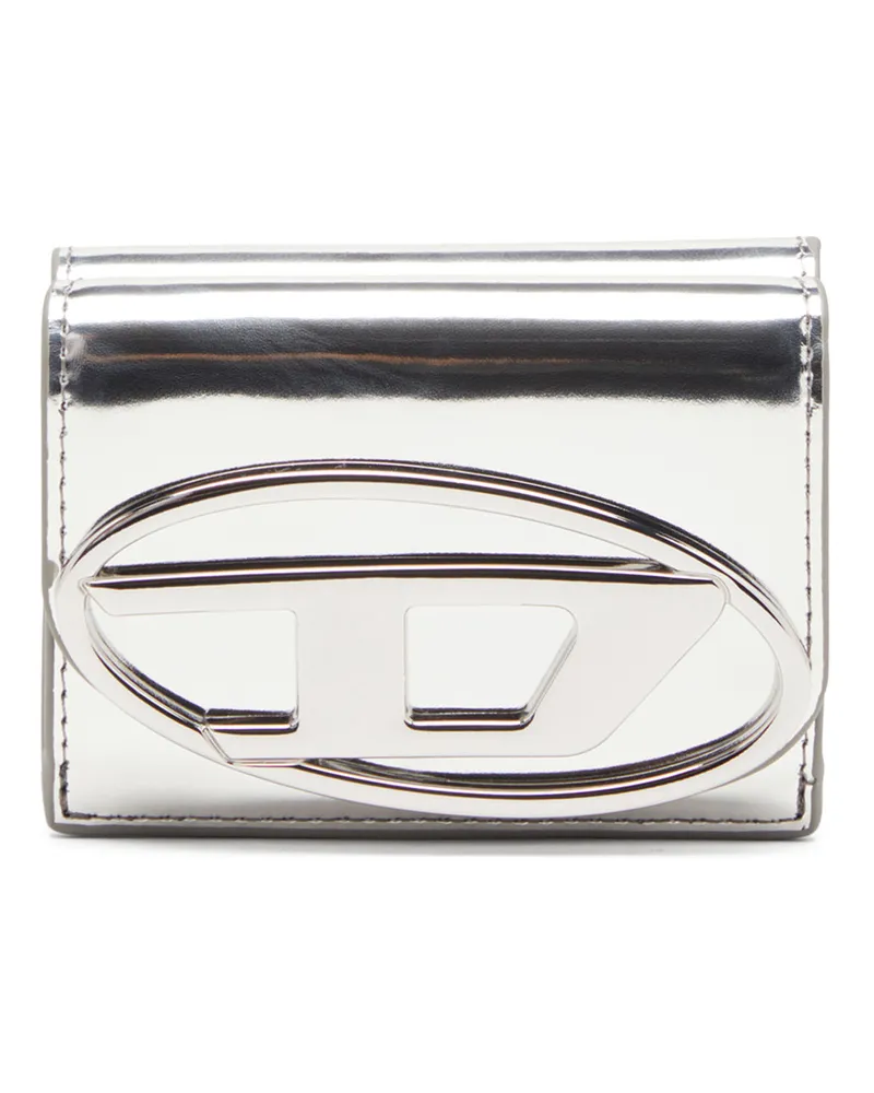 Diesel Trifold-Portemonnaie aus Hochglanz-Leder - Kleine Portemonnaies - Damen - Silber Silber