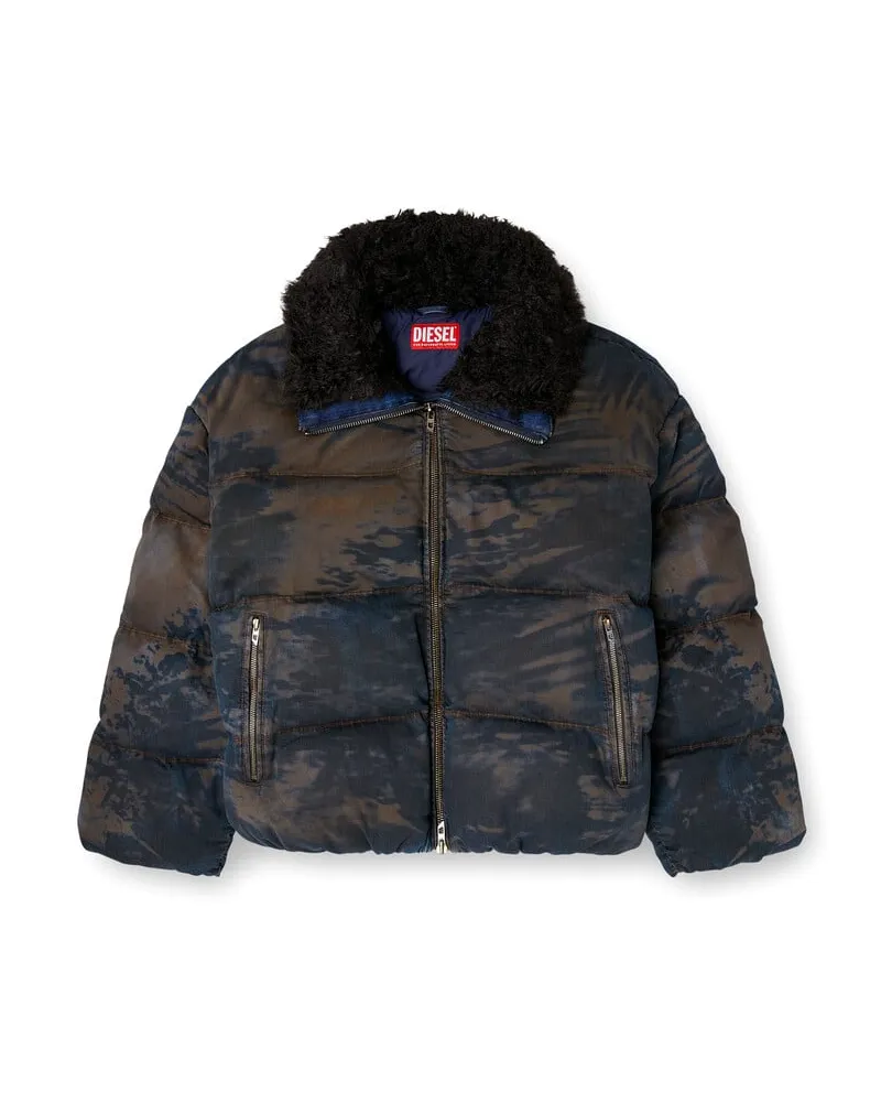 Diesel Daunen-Jacke aus Camouflage-Denim mit Schmutz-Effekt - Winterjacken - Herren - Bunt Bunt