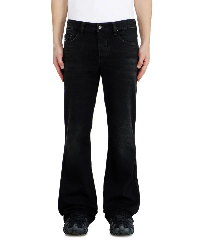 Diesel Bootcut Jeans Regular Waist 1998 D-Buck, Schwarz/Dunkelgrau, Knopfverschluss Schwarz