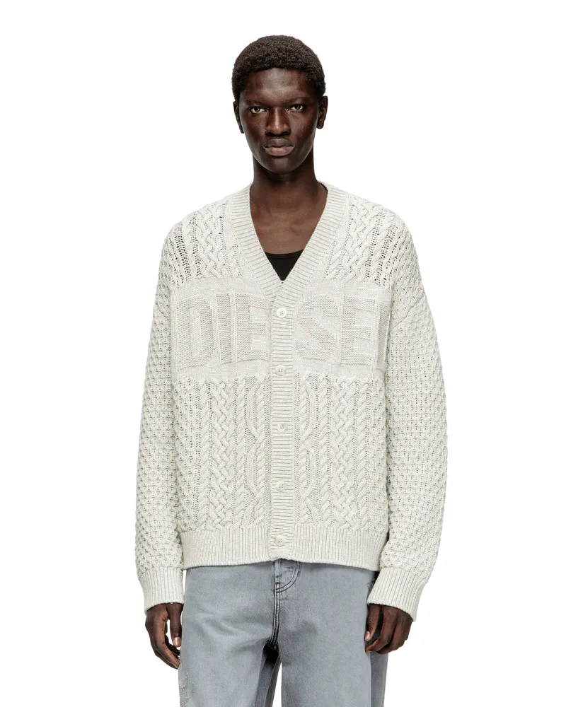 Diesel Zopfmuster-Strickjacke mit Diesel-Logo - Strickwaren - Herren - Grau Grau